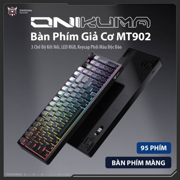 Bàn Phím Giả Cơ ONIKUMA MT902 – 3 Chế Độ Kết Nối, LED RGB, Keycap Phối Màu Độc Đáo