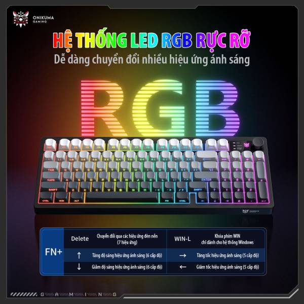 Bàn Phím Giả Cơ ONIKUMA MT902 – 3 Chế Độ Kết Nối, LED RGB, Keycap Phối Màu Độc Đáo