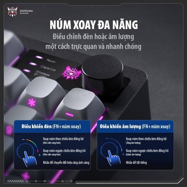 Bàn Phím Giả Cơ ONIKUMA MT902 – 3 Chế Độ Kết Nối, LED RGB, Keycap Phối Màu Độc Đáo