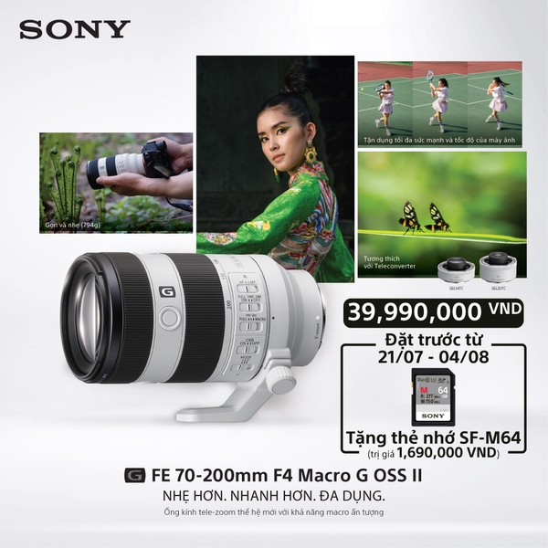 Sony FE 70-200mm f/4 Macro G OSS II - Chính Hãng