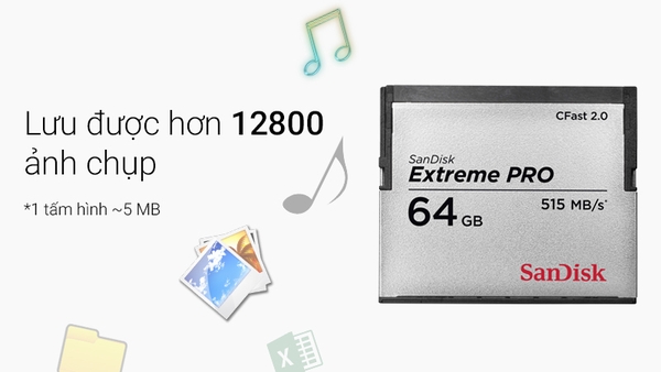 Thẻ Nhớ CF Extreme Pro Cfast SanDisk 64GB - 515MB/s