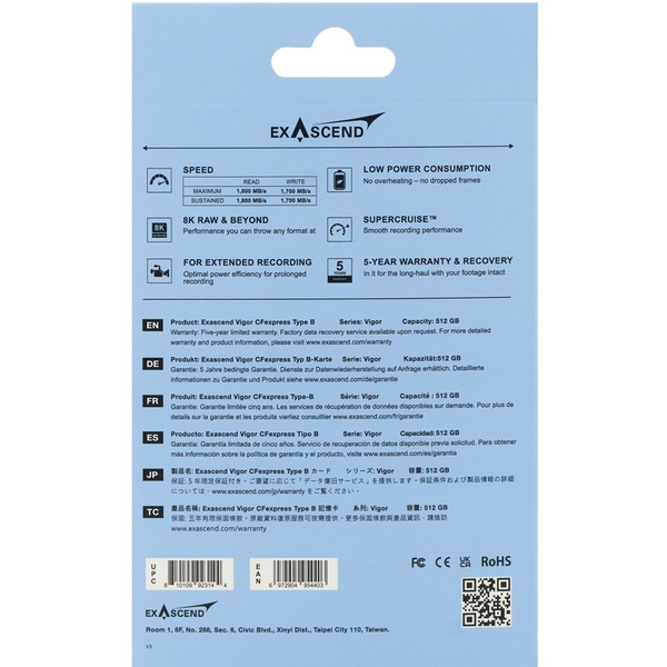 Thẻ nhớ Exascend 512GB Vigor CFexpress 4.0 Type B