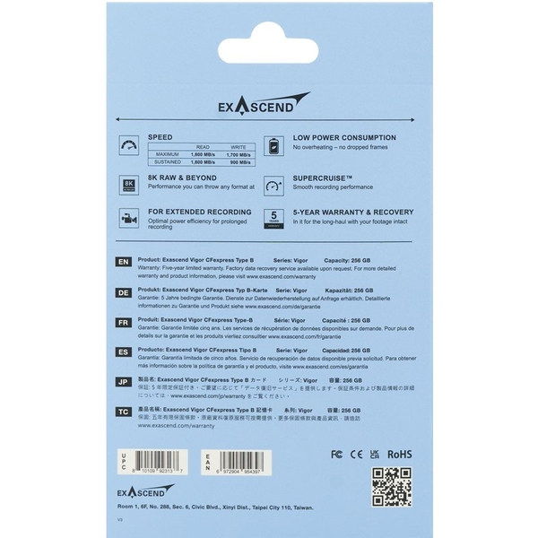 Thẻ nhớ Exascend 256GB Vigor CFexpress 4.0 Type B