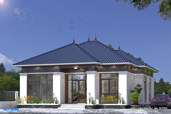 Mẫu thiết kế nhà vườn mái Nhật - Chị Huyền Thái Nguyên