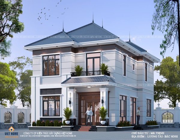 Thiết kế biệt thự 2 tầng mái nhật đẹp, sang trọng tại Bắc Ninh - Chủ đầu tư: Anh Thịnh