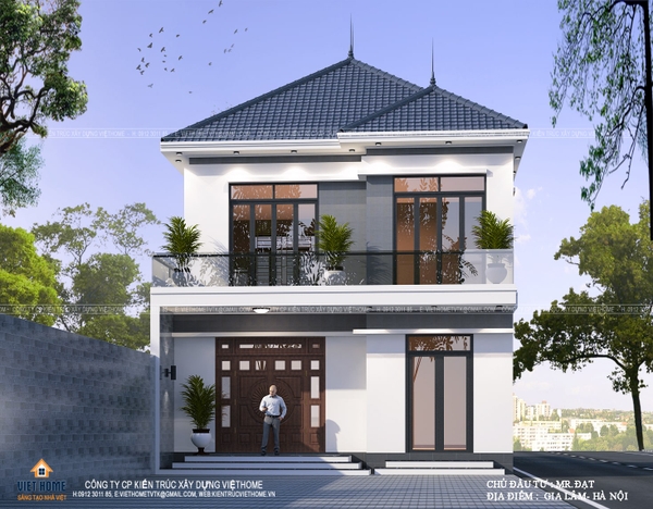 Thiết kế nhà 2 tầng mái nhật đẹp mắt, tiện nghi - Chủ đầu tư: Anh Đạt, Hà Nội