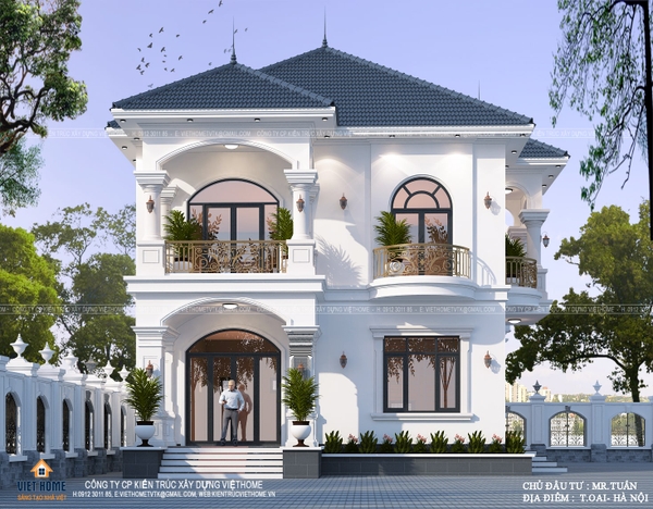 Toàn cảnh biệt thự 2 tầng tân cổ điển mái nhật vạn người mê - Chủ đầu tư: Anh Tuấn, Hà Nội