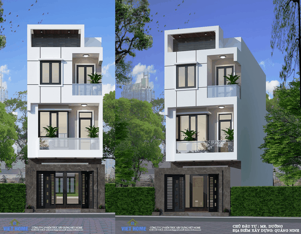 Mẫu nhà phố 3 tầng mặt tiền 5m hiện đại - Chủ đầu tư: Anh Dưỡng, Quảng Ninh