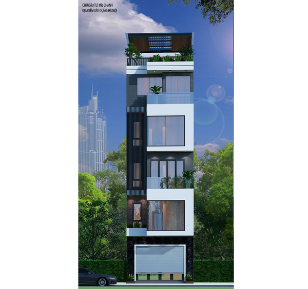 Thiết kế nhà phố 5.5 tầng hiện đại - Chủ đầu tư: Anh Chanh - Hà Nội