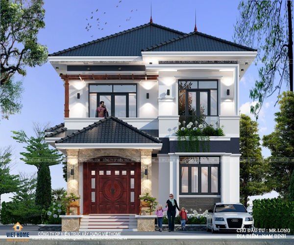 Mẫu biệt thự 2 tầng mái Nhật đẹp, hiện đại - Chủ đầu tư: Anh Long, Nam Định.