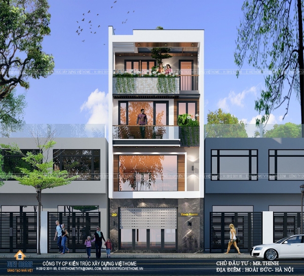 Mẫu nhà phố 3 tầng hiện đại có gác lửng - Chủ đầu tư: Anh Thinh, Hà Nội