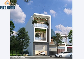 Thiết kế nhà phố 2 tầng 1 tum anh Bá ở Lạng Sơn