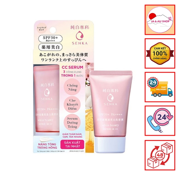 Serum trắng da, chống nắng Senka WHITE BEAUTY SERUM IN CC 40G