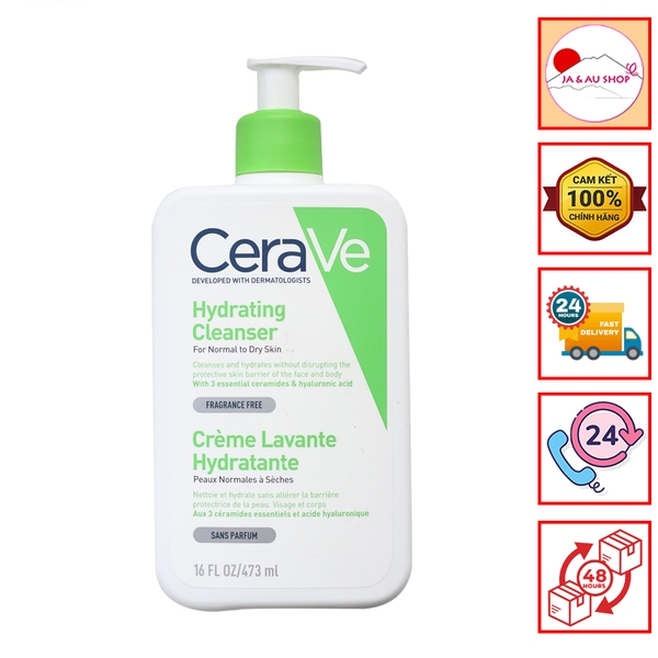 Sữa Rửa Mặt Dưỡng Ẩm Cerave (Xanh Lá) Cho Da Khô 473ml