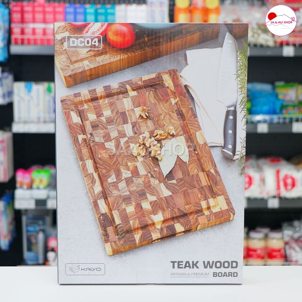 Thớt chặt gỗ Teak hình chữ nhật Kaiyo 35x25x3.8cm