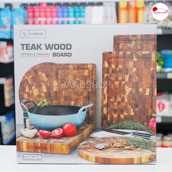 Thớt chặt gỗ Teak hình tròn Kaiyo 30x3.8cm