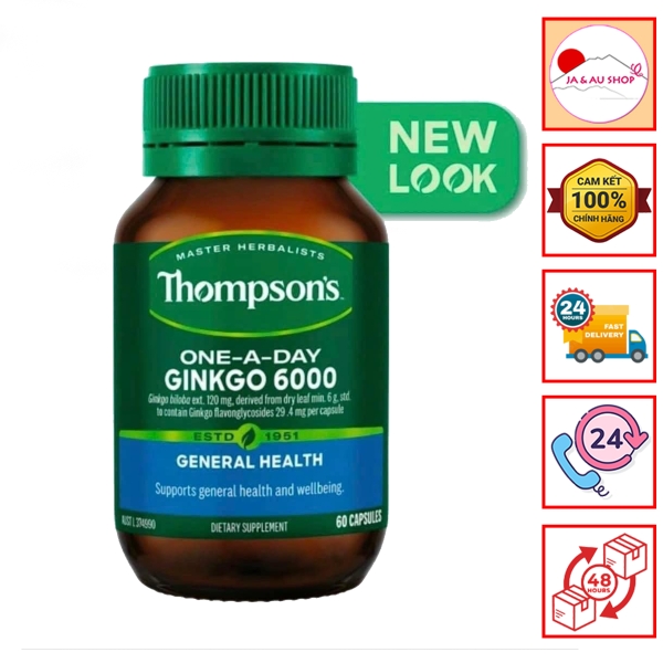 Thực phẩm chức năng Viên tuần hoàn máu não Thompson s Ginkgo 6000mg 60 viên