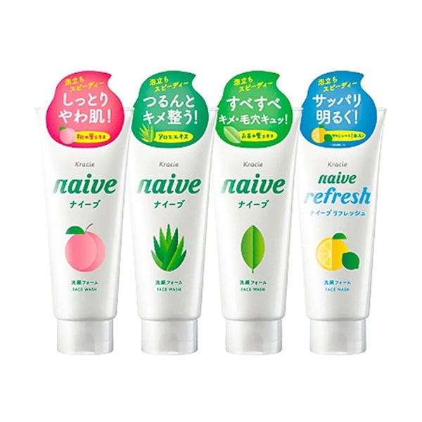 Sữa Rửa Mặt Kracie Naive Chanh/Nha đam/Trà xanh/Đào - 130g