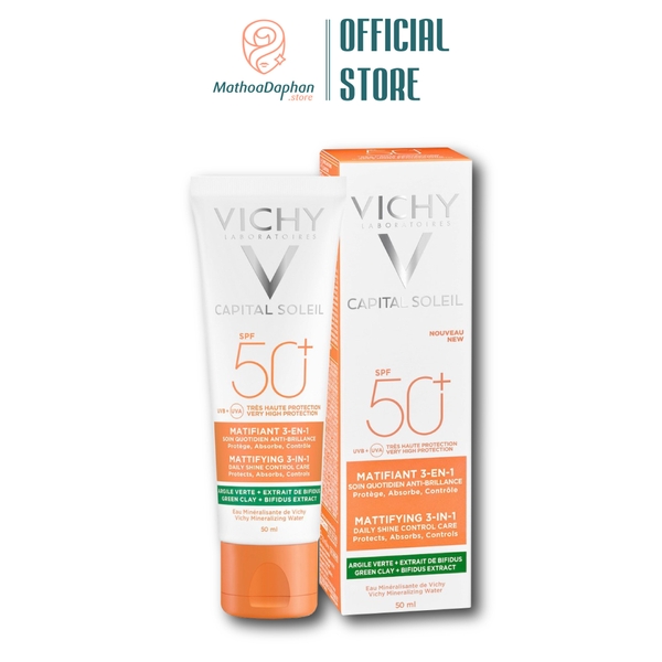 Kem Chống Nắng Chống Ô Nhiễm & Bụi Mịn Vichy Capital Mattifying Soleil 3in1 SPF 50+ 50ml