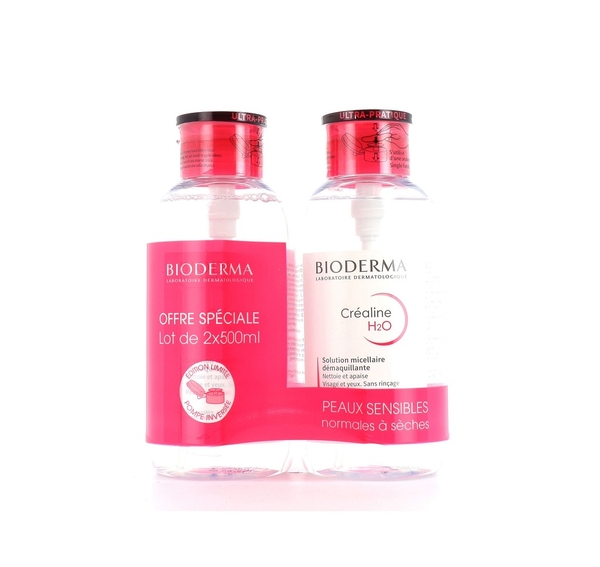 Tẩy Trang Bioderma Créaline H2O 500ML (Hồng- Nắp Nhún)