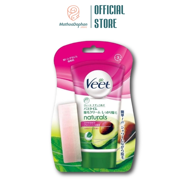 [Tặng Kèm Mút] Kem Tẩy Lông Veet Naturals Cho Da Nhạy Cảm Hương Bơ 150Gr