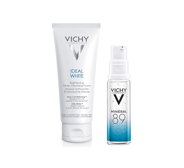 Set Sữa Rửa Mặt Vichy Ideal White Brightening Deep Whitening Cleansing Foam (100ml)( tặng kèm vichy 89)