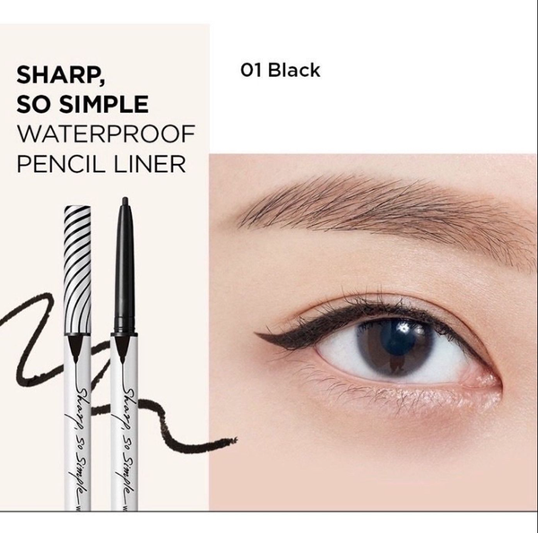 Chì Kẻ Mắt Clio Sharp So Simple Waterproof Pencil Liner #Black