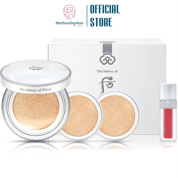 Set Phấn Nước Và Son The History Of Whoo Radiant Whitening & Moisture Glow Cushion Foundation Special Set