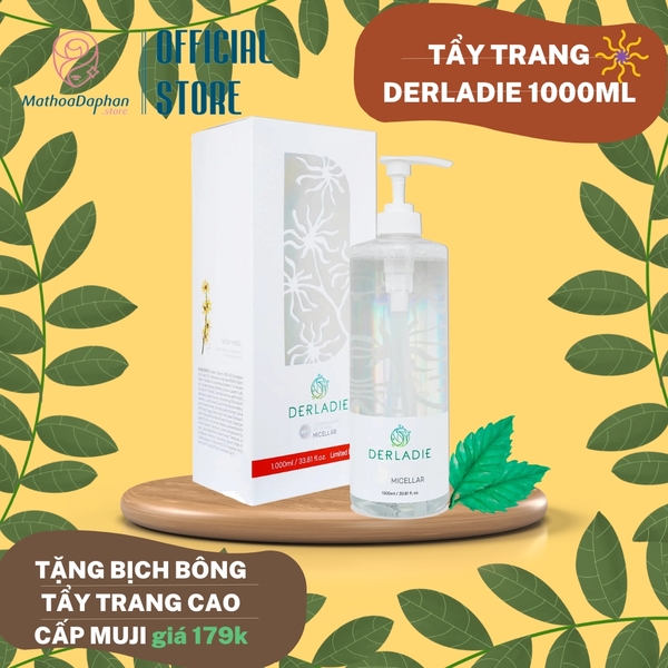 Nước Tẩy Trang Làm Sạch Sâu Cho Da Mụn Derladie Cleansing Water Witch Hazel 1000ml