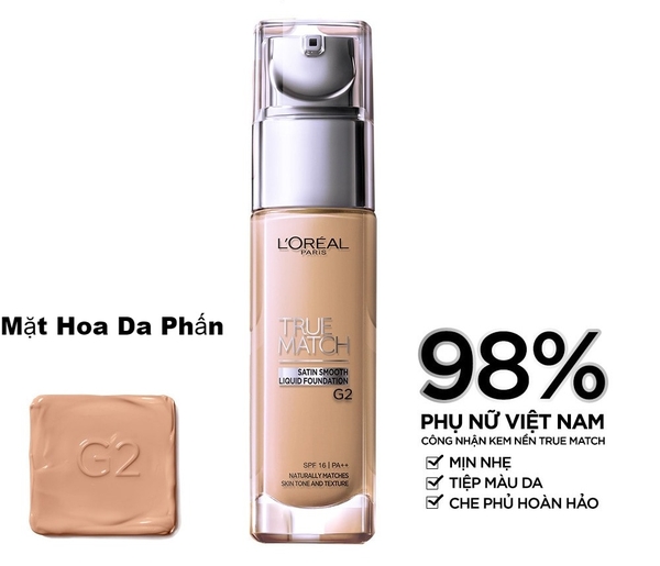 Kem Nền L'Oreal True Match Liquid G2 Gold Porcelain