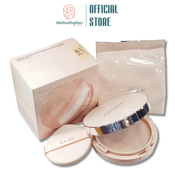 Phấn Nước Clio Kill Cover Glow Fitting Cushion Set (+Refill) SPF 50+ PA++++ #3 BY Linen