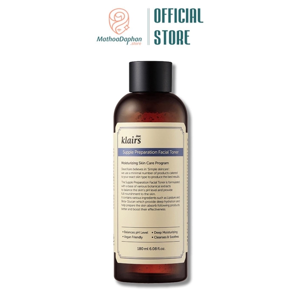 Nước Hoa Hồng Klairs Dành Cho Da Nhạy Cảm 180ml Supple Preparation Facial Toner