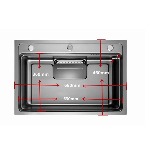 Chậu rửa bát 1 hố thương hiệu GRÜNDER Kích thước 75x46CM