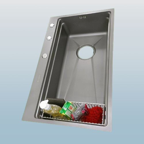 Chậu rửa bát 1 hố cỡ lớn kèm giỏ đựng giẻ rửa chén Kích thước 78x48 thương hiệu GRÜNDER