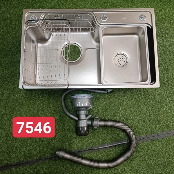Chậu rửa bát 1 hố FOXIS mặt sần chống xước kích thước 75x46cm