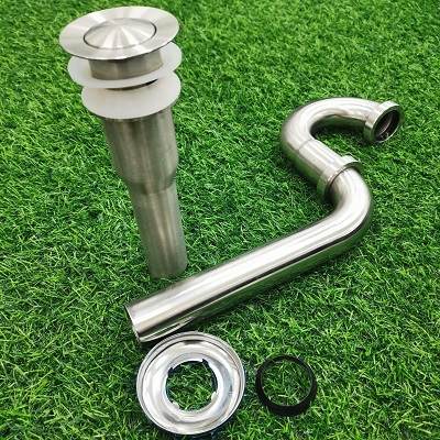 Bộ xi phông ống thải thoát nước chậu rửa mặt lavabo SUS 304 đầu nhấn