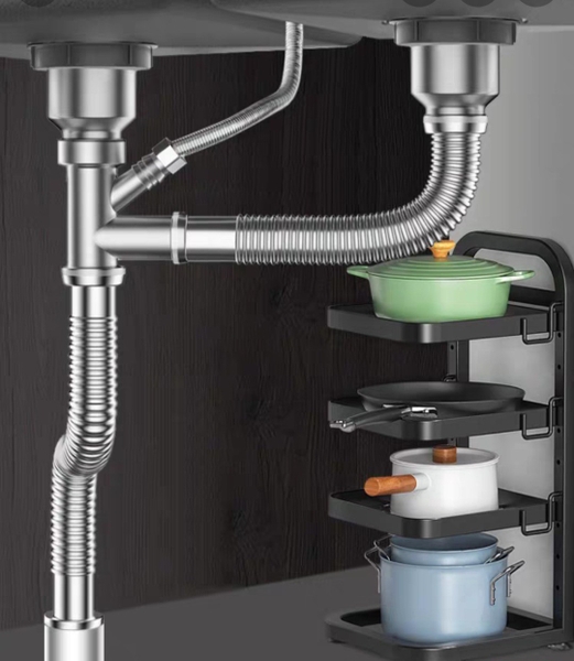 Bộ xiphong thoát nước chậu rửa bát bằng inox 304 chịu nước nóng chống chuột cắn