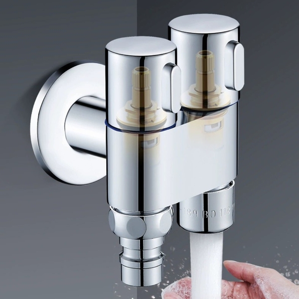 Van bồn cầu, van chia nước bồn cầu, xịt vệ sinh Foxis chữ H 1 đường cấp, 2 đường xả