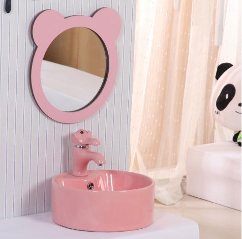 Bộ sản phẩm chậu,vòi rửa tay màu hồng