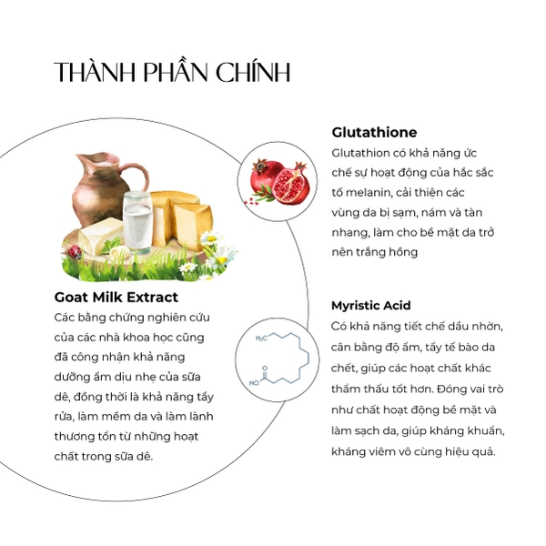 Sữa rửa mặt dưỡng ẩm Truesky Glutathione Cleanser chiết xuất sữa dê 50g