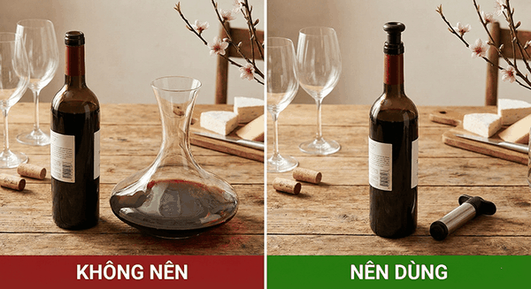 Bảo Quản Rượu Vang Đã Mở Nắp: Có Nên Dùng Decanter Hay Nút Chân Không?