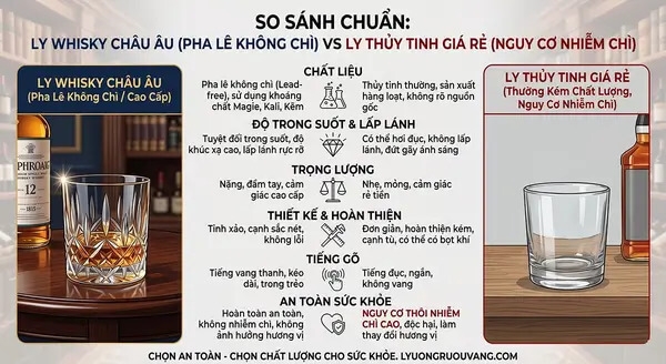 Phân Biệt Ly Whisky Châu Âu An Toàn Và Ly Thủy Tinh Trôi Nổi Nhiễm Chì