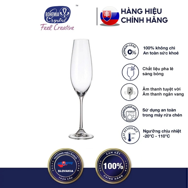 Ly Uống Champagne Pha Lê Bohemia 260ml