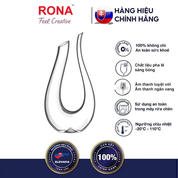 Decanter Pha Lê Rona Handmade cao 40cm dáng thiên nga sang trọng