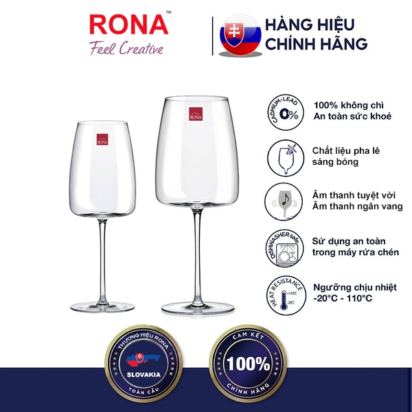 Bộ 6 ly uống rượu vang pha lê lord rona