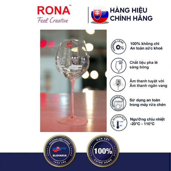 Ly Vang Đỏ RONA 650ml Chân Hồng Đính Đá