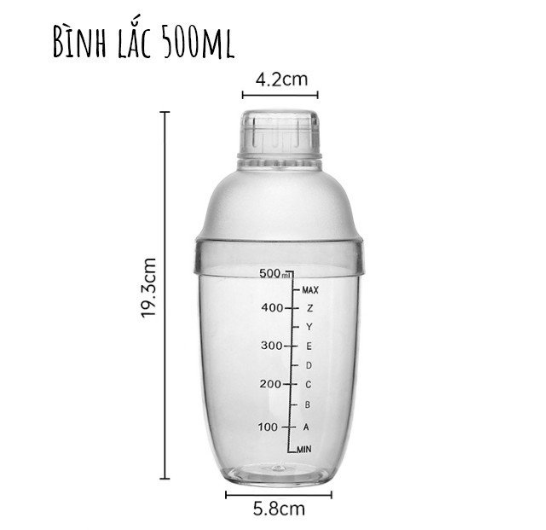 Bình lắc pha chế nhựa 500ml