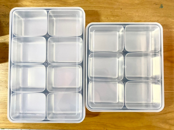Khay inox đụng topping 6-8 ngăn kèm nắp (inox 201)
