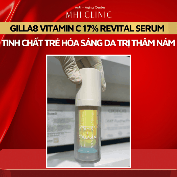 Serum trẻ hóa trắng da trị nám GILLA 8 VITAMIN C 17% REVIVAL SERUM