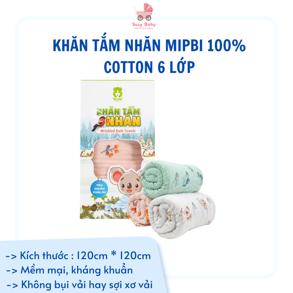 Khăn tắm xô nhăn 6 lớp cao cấp Mipbi